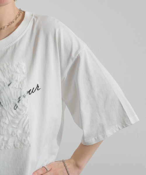 le colis(ルコリ)の「天竺 ジャガード パッチロゴ 刺繍 Tシャツ(Tシャツ/カットソー・レディース・オフホワイト/ブラック・FREE)」の19枚目の写真