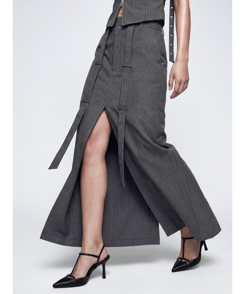 TAJEN:T(タジェント)の「【TAJEN:T】BELT DESIGN SLIT LONG SKIRT/ベルトデザインスリットロングスカート/セットアップ着用可能(スカート・レディース・ベージュ/グレー・2/1)」の10枚目の写真