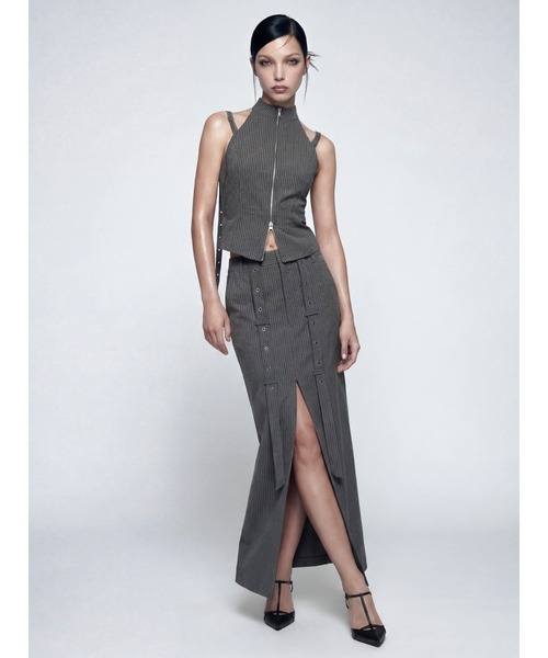 TAJEN:T(タジェント)の「【TAJEN:T】BELT DESIGN SLIT LONG SKIRT/ベルトデザインスリットロングスカート/セットアップ着用可能(スカート・レディース・ベージュ/グレー・2/1)」の13枚目の写真
