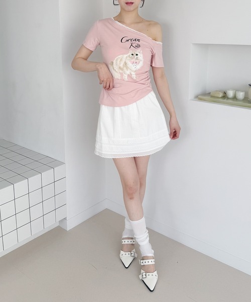 frunco(フランコ)の「キャットプリントTシャツ(Tシャツ/カットソー・レディース・ピンク/ホワイト/ブルー/グレー・FREE)」の16枚目の写真