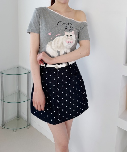 frunco(フランコ)の「キャットプリントTシャツ(Tシャツ/カットソー・レディース・ピンク/ホワイト/ブルー/グレー・FREE)」の21枚目の写真