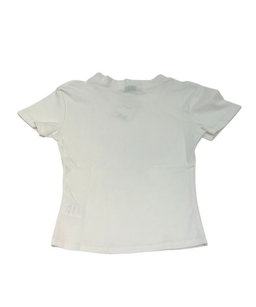 Never mind the XU(ネバーマインドザエックスユー)の「【Never mind the XU】flower rhinestone tee / 【ネバーマインド ザ エックスユー】フラワープリントラインストーンクロップド半袖Tシャツ(Tシャツ/カットソー・レディース・イエロー/ホワイト/ピンク・L)」の6枚目の写真