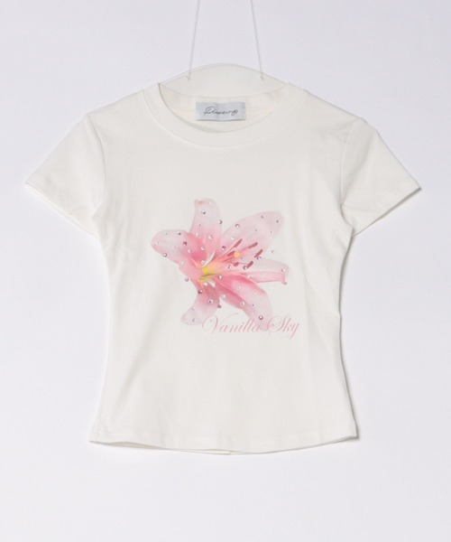 Never mind the XU(ネバーマインドザエックスユー)の「【Never mind the XU】flower rhinestone tee / 【ネバーマインド ザ エックスユー】フラワープリントラインストーンクロップド半袖Tシャツ(Tシャツ/カットソー・レディース・イエロー/ホワイト/ピンク・L)」の18枚目の写真