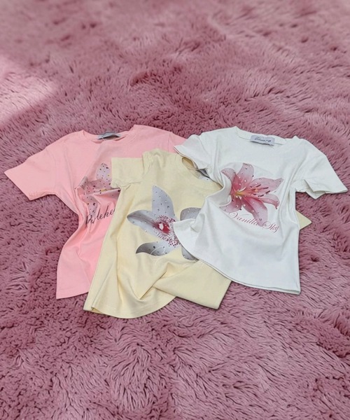 Never mind the XU(ネバーマインドザエックスユー)の「【Never mind the XU】flower rhinestone tee / 【ネバーマインド ザ エックスユー】フラワープリントラインストーンクロップド半袖Tシャツ(Tシャツ/カットソー・レディース・イエロー/ホワイト/ピンク・L)」の17枚目の写真