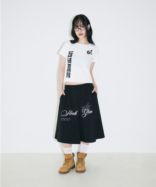 SLEEKGLOW（スリック グロウ）の「アンロックセミクロップTシャツ[ホワイト]（Tシャツ/カットソー・レディース・その他・FREE）」の4枚目の写真