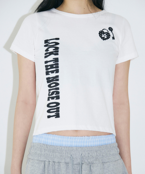 SLEEKGLOW（スリック グロウ）の「アンロックセミクロップTシャツ[ホワイト]（Tシャツ/カットソー・レディース・その他・FREE）」の6枚目の写真