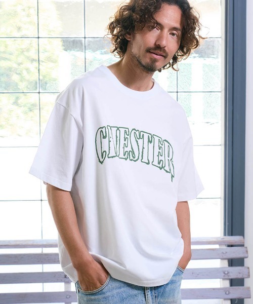 Chester(チェスター)の「mt10544- 2トーン アーチロゴ プリントTシャツ(10012)(Tシャツ/カットソー・メンズ・ホワイト/ブラック系その他/ブラック・M/L/XL)」の1枚目の写真
