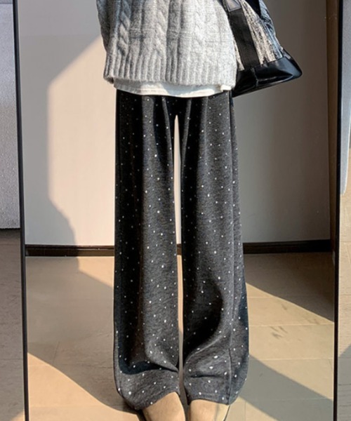 Teem Store(チームストア)の「リラックススウェットワイドパンツ 無地 ドット柄 ルームパンツ イージーパンツ(その他パンツ・レディース・アイボリー/アイボリー系1/グレー系1/チャコール/グレー系2/グレー・F)」の4枚目の写真
