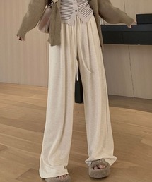 リラックススウェットワイドパンツ 無地 ドット柄 ルームパンツ イージーパンツ