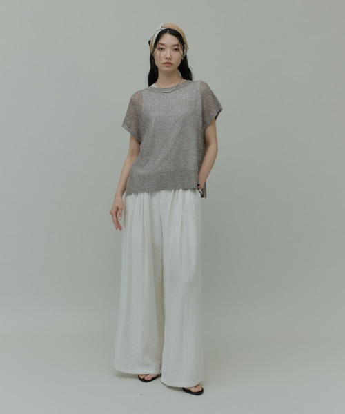 Plumel(プルメル)の「Sleeveless Mesh Knit Tops with Tank / スリーブレスメッシュニットwithタンク(ニット/セーター・レディース・モカ/ラベンダー/ブラック・MEDIUM)」の13枚目の写真