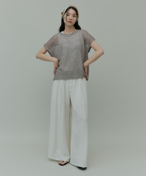 Plumel(プルメル)の「Sleeveless Mesh Knit Tops with Tank / スリーブレスメッシュニットwithタンク(ニット/セーター・レディース・モカ/ラベンダー/ブラック・MEDIUM)」の14枚目の写真