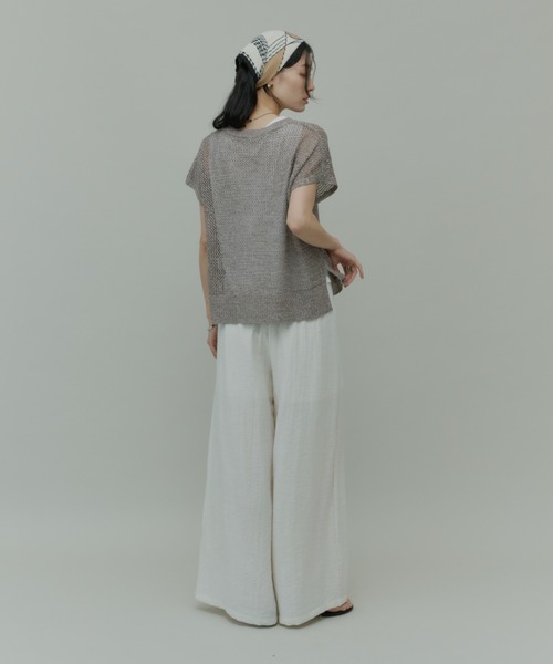 Plumel(プルメル)の「Sleeveless Mesh Knit Tops with Tank / スリーブレスメッシュニットwithタンク(ニット/セーター・レディース・モカ/ラベンダー/ブラック・MEDIUM)」の16枚目の写真