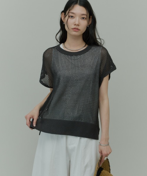 Plumel(プルメル)の「Sleeveless Mesh Knit Tops with Tank / スリーブレスメッシュニットwithタンク(ニット/セーター・レディース・モカ/ラベンダー/ブラック・MEDIUM)」の21枚目の写真