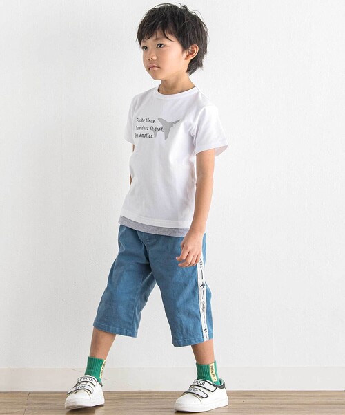 BeBe(ベベ)の「【ブルーインパルス】スモーク飛行プリント天竺半袖Tシャツ(Tシャツ/カットソー・キッズ・ホワイト/ブルー・110cm/120cm/130cm/140cm)」の4枚目の写真