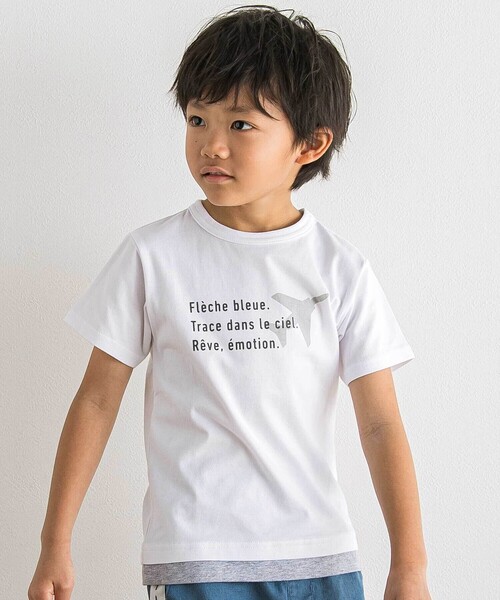 BeBe(ベベ)の「【ブルーインパルス】スモーク飛行プリント天竺半袖Tシャツ(Tシャツ/カットソー・キッズ・ホワイト/ブルー・110cm/120cm/130cm/140cm)」の5枚目の写真