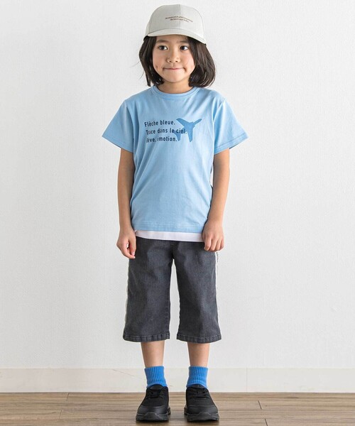 BeBe(ベベ)の「【ブルーインパルス】スモーク飛行プリント天竺半袖Tシャツ(Tシャツ/カットソー・キッズ・ホワイト/ブルー・110cm/120cm/130cm/140cm)」の8枚目の写真