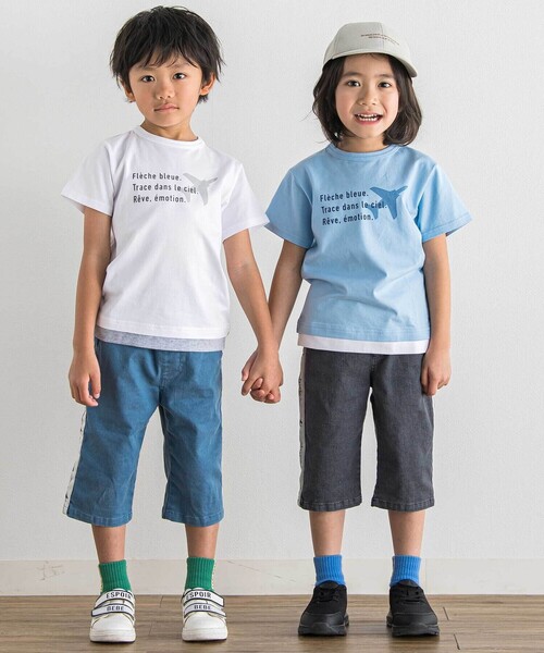 BeBe(ベベ)の「【ブルーインパルス】スモーク飛行プリント天竺半袖Tシャツ(Tシャツ/カットソー・キッズ・ホワイト/ブルー・110cm/120cm/130cm/140cm)」の10枚目の写真