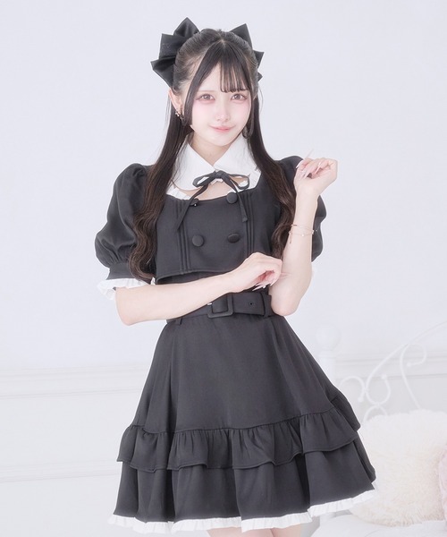 Pal elfy(パルエルフィー)の「ドーリーフリルドッキングワンピース(ワンピース・レディース・グレー/ピンク/ブラック・フリー)」の22枚目の写真