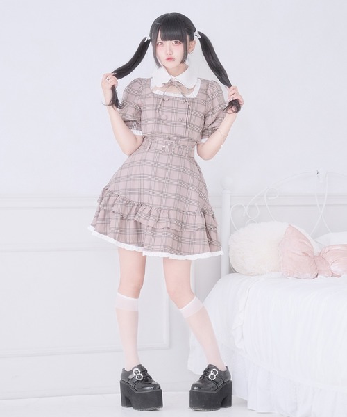 Pal elfy(パルエルフィー)の「ドーリーフリルドッキングワンピース(ワンピース・レディース・グレー/ピンク/ブラック・フリー)」の6枚目の写真