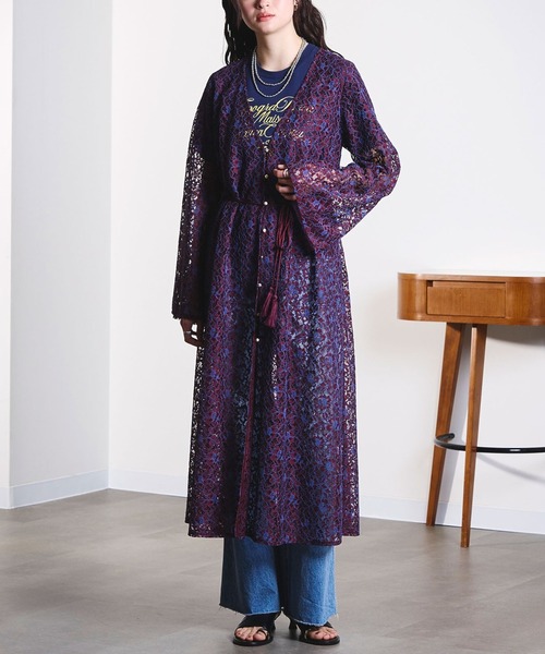 ROSE BUD（ローズバッド）の「(mag.by c)FRONT OPEN LACE DRESS（ワンピース・レディース・オフホワイト/バーガンディー・ONE SIZE）」の2枚目の写真