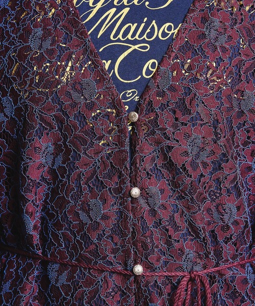 ROSE BUD（ローズバッド）の「(mag.by c)FRONT OPEN LACE DRESS（ワンピース・レディース・オフホワイト/バーガンディー・ONE SIZE）」の5枚目の写真
