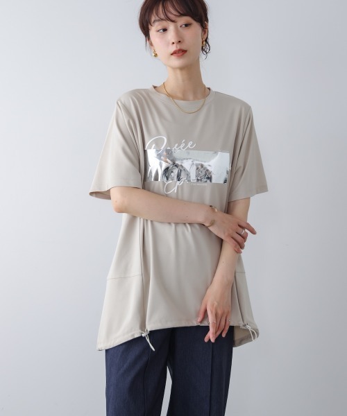 Bou Jeloud(ブージュルード)の「箔エンボスロゴチュニック(チュニック・レディース・ブラック/オフホワイト/ベージュ・FREE)」の4枚目の写真