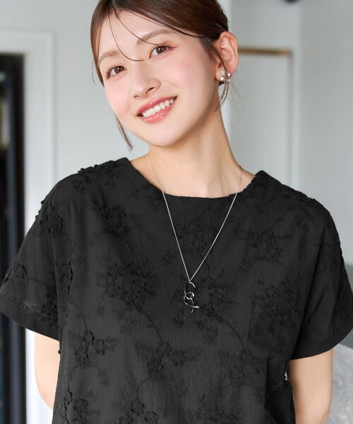 Tiaclasse(ティアクラッセ)の「スカラップレースコンビトップス(Tシャツ/カットソー・レディース・オフホワイト/グリーン/ブラック/パープル・L/M)」の7枚目の写真
