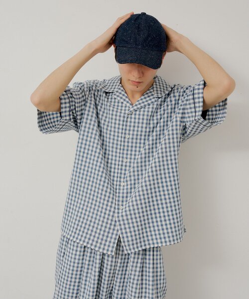 WHIMSIC（ウィムジック）の「【UNISEX】ギンガムチェックバンダナ付きスリーピングシャツ（シャツ/ブラウス・メンズ・ブラック/ブルー/キャメル・FREE）」の17枚目の写真