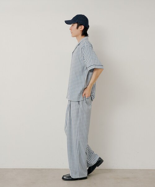 WHIMSIC（ウィムジック）の「【UNISEX】ギンガムチェックバンダナ付きスリーピングシャツ（シャツ/ブラウス・メンズ・ブラック/ブルー/キャメル・FREE）」の15枚目の写真