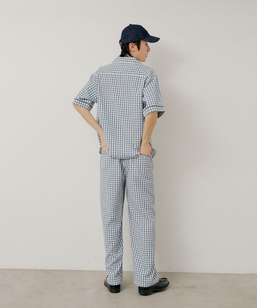 WHIMSIC（ウィムジック）の「【UNISEX】ギンガムチェックバンダナ付きスリーピングシャツ（シャツ/ブラウス・メンズ・ブラック/ブルー/キャメル・FREE）」の14枚目の写真