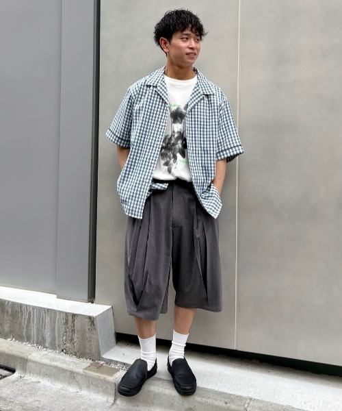 WHIMSIC(ウィムジック)の「【UNISEX】ギンガムチェックバンダナ付きスリーピングシャツ(シャツ/ブラウス・メンズ・ブラック/ブルー/キャメル・FREE)」の10枚目の写真