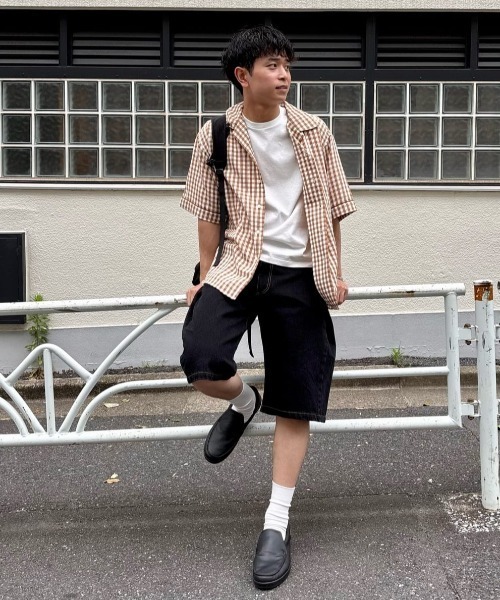 WHIMSIC(ウィムジック)の「【UNISEX】ギンガムチェックバンダナ付きスリーピングシャツ(シャツ/ブラウス・メンズ・ブラック/ブルー/キャメル・FREE)」の11枚目の写真