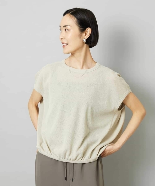 MICHEL KLEIN（ミッシェル・クラン）の「[ドライタッチ]ワッフルバルーンプルオーバー（Tシャツ/カットソー・レディース・ベージュ/ホワイト/ブラック・38）」の3枚目の写真