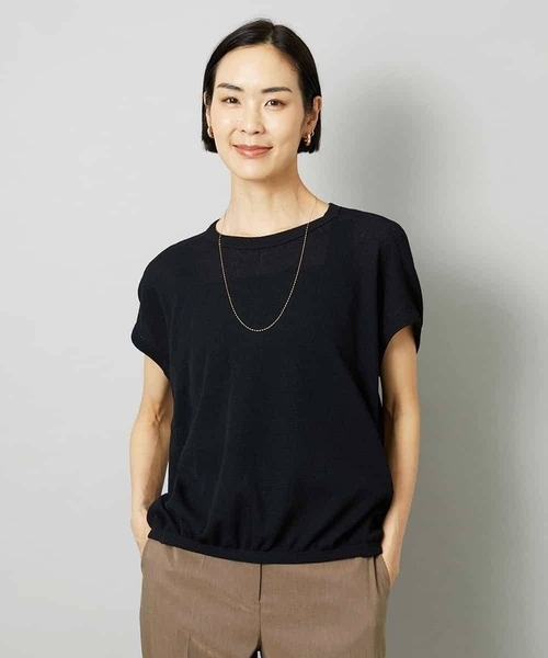 MICHEL KLEIN（ミッシェル・クラン）の「[ドライタッチ]ワッフルバルーンプルオーバー（Tシャツ/カットソー・レディース・ベージュ/ホワイト/ブラック・38）」の2枚目の写真