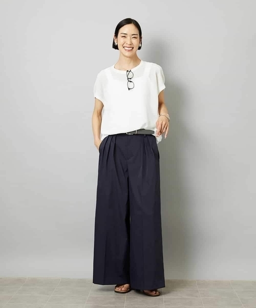 MICHEL KLEIN（ミッシェル・クラン）の「[ドライタッチ]ワッフルバルーンプルオーバー（Tシャツ/カットソー・レディース・ベージュ/ホワイト/ブラック・38）」の8枚目の写真