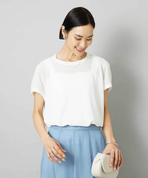 MICHEL KLEIN（ミッシェル・クラン）の「[ドライタッチ]ワッフルバルーンプルオーバー（Tシャツ/カットソー・レディース・ベージュ/ホワイト/ブラック・38）」の10枚目の写真