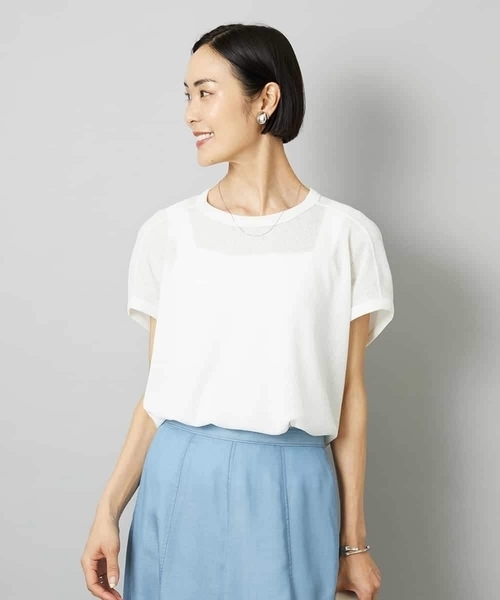 MICHEL KLEIN（ミッシェル・クラン）の「[ドライタッチ]ワッフルバルーンプルオーバー（Tシャツ/カットソー・レディース・ベージュ/ホワイト/ブラック・38）」の11枚目の写真