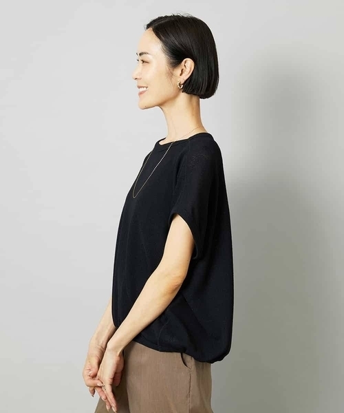 MICHEL KLEIN（ミッシェル・クラン）の「[ドライタッチ]ワッフルバルーンプルオーバー（Tシャツ/カットソー・レディース・ベージュ/ホワイト/ブラック・38）」の16枚目の写真
