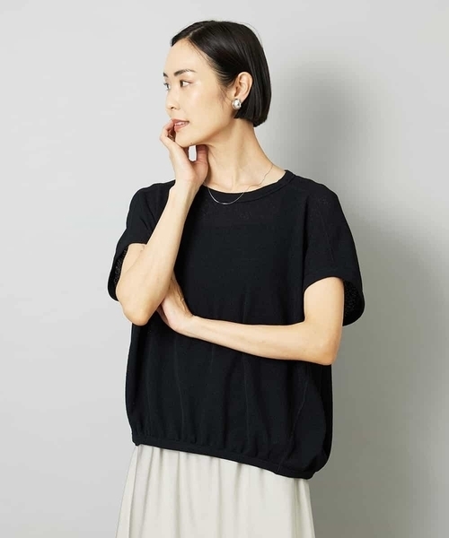 MICHEL KLEIN（ミッシェル・クラン）の「[ドライタッチ]ワッフルバルーンプルオーバー（Tシャツ/カットソー・レディース・ベージュ/ホワイト/ブラック・38）」の21枚目の写真