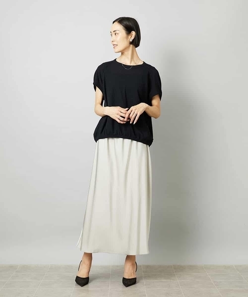 MICHEL KLEIN（ミッシェル・クラン）の「[ドライタッチ]ワッフルバルーンプルオーバー（Tシャツ/カットソー・レディース・ベージュ/ホワイト/ブラック・38）」の22枚目の写真