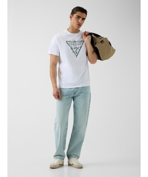 Guess(ゲス)の「TRIANGLE Leaves Embroidery Tee Tシャツ 半袖 ロゴTシャツ(Tシャツ/カットソー・メンズ・ブラック/ホワイト・X-LARGE/SMALL/LARGE/MEDIUM)」の5枚目の写真