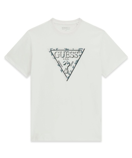 Guess(ゲス)の「TRIANGLE Leaves Embroidery Tee Tシャツ 半袖 ロゴTシャツ(Tシャツ/カットソー・メンズ・ブラック/ホワイト・X-LARGE/SMALL/LARGE/MEDIUM)」の9枚目の写真