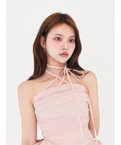 Darich(ダーリッチ)の「グロッシーフリルホルターミニワンピース(ワンピース・レディース・ホワイト/ピンク/サックスブルー/ブラック・FREE/FL)」の13枚目の写真