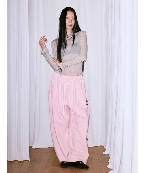 THE MYSTERIOUS HOTEL（ザミステリアスホテル）の「THE MYSTERIOUS HOTEL/ザ ミステリアス ホテル/H LOGO BASIC WIDE PANT（スウェットパンツ・レディース・グレー/ピンク・F）」の6枚目の写真