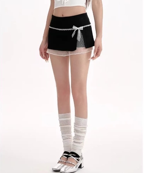 Achic（アシック）の「レイヤードショートパンツ（スカート・レディース・グレー/ブラック/ホワイト・M）」の9枚目の写真