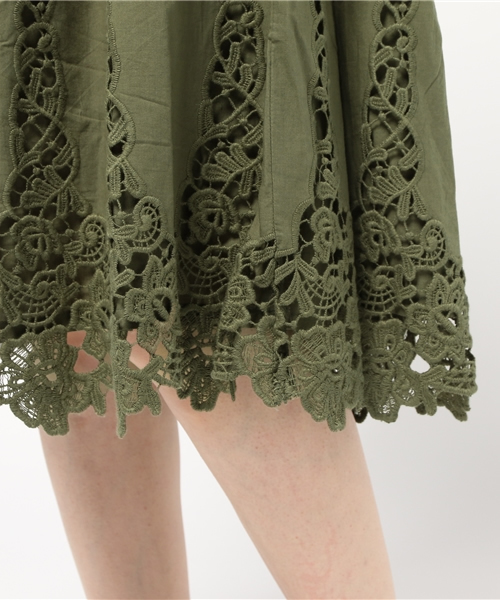 earth music&ecology（アースミュージックアンドエコロジー）の「【2016Summer】ケミカルレース使いスカート（スカート・レディース・ネイビー/カーキ/オフホワイト・FREE）」の8枚目の写真