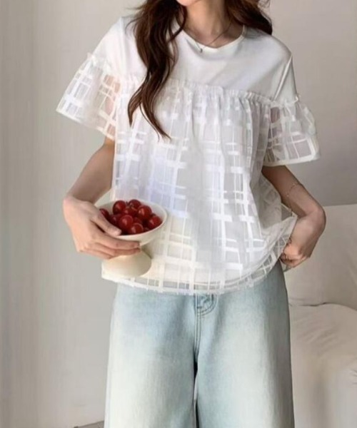 semplice(センプリチェ)の「Tシャツ【韓国ファッション】(Tシャツ/カットソー・レディース・グレー/ホワイト/ブラック・F)」の1枚目の写真