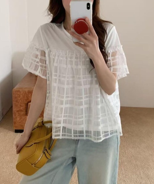 semplice(センプリチェ)の「Tシャツ【韓国ファッション】(Tシャツ/カットソー・レディース・グレー/ホワイト/ブラック・F)」の6枚目の写真
