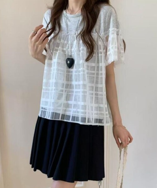 semplice(センプリチェ)の「Tシャツ【韓国ファッション】(Tシャツ/カットソー・レディース・グレー/ホワイト/ブラック・F)」の9枚目の写真