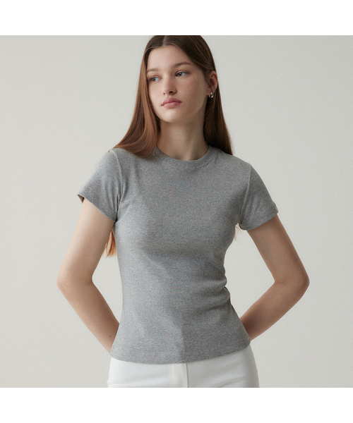 SUARE WOMEN(スアレウーマン)の「(ウィメンズ)エッセンシャルスリムTシャツ - 6カラー(Tシャツ/カットソー・レディース・ホワイト/ブラック/ネイビー/カーキ/ミックスグレー/ブルー・SMALL/MEDIUM)」の4枚目の写真